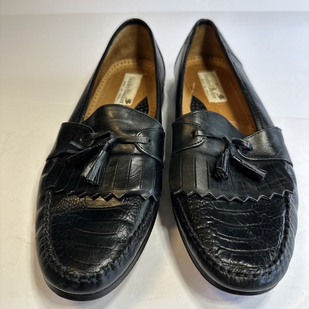 Stanley Blacker Mens 10.5 M Black Tassel Loafers Made in Italy